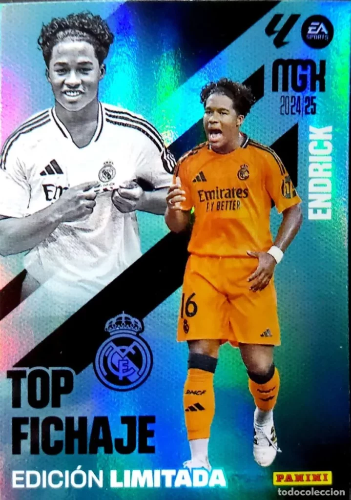 Trading Card del Bellingham del equipo del Real Madrid de la serie Top Crack Edición Limitada de la colección oficial Megacracks 2024-25 de Panini.