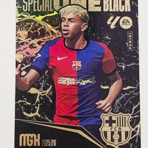 Trading Card de Lamine Yamal del equipo de Barcelona de la serie Special One Black de la colección oficial Panini Megacracks 2025-26.