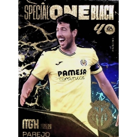 Trading Card de Parejo del equipo de Villarreal de la serie Special One Black de la colección oficial Panini Megacracks 2025-26.